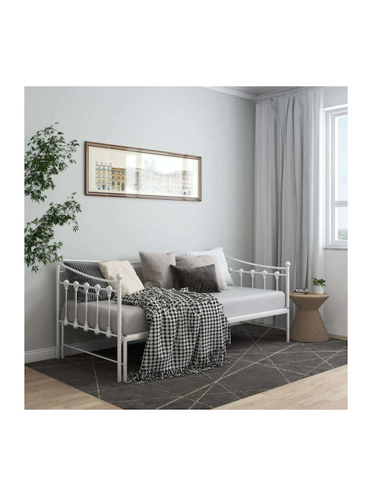 Single Metal White Sofa Bed for Mattress 90x200cm