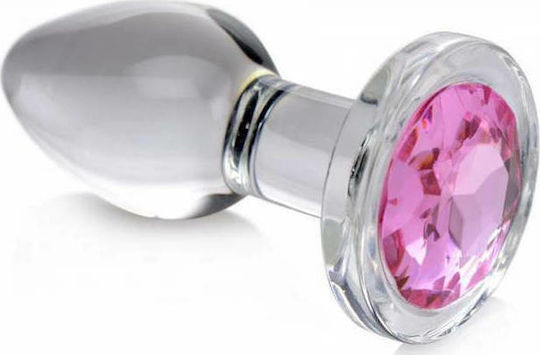 Booty Sparks Pink Gem Glass Πρωκτικές Σφήνες Σετ Large Ασημί