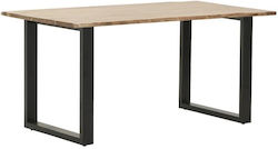 Industrial Dining Table Black Natural 160x90x77cm