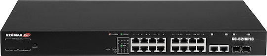 Edimax GS-5216PLC Unverwaltet L2 PoE+ Switch mit 16 Ports Gigabit (1Gbps) Ethernet und 2 SFP Ports