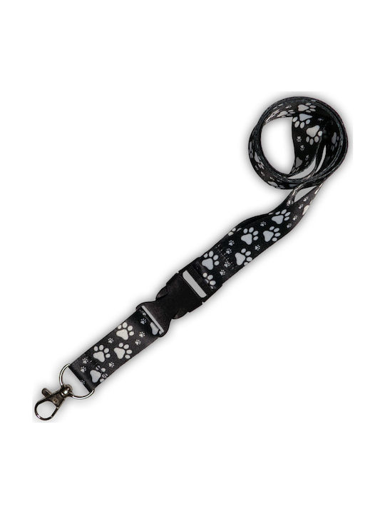 Neck Cord Animal Paw Fabric Black