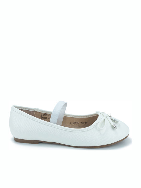 Balerini copii cu elastic de Piele Albe L06569