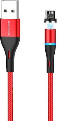 Borofone BU16 Braided / Magnetic USB to Lightning Cable Κόκκινο 1m