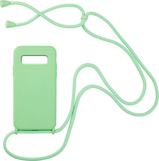 Sonique Carryhang Back Cover Silicone 0.5mm with Strap Light Green (Galaxy S10+)