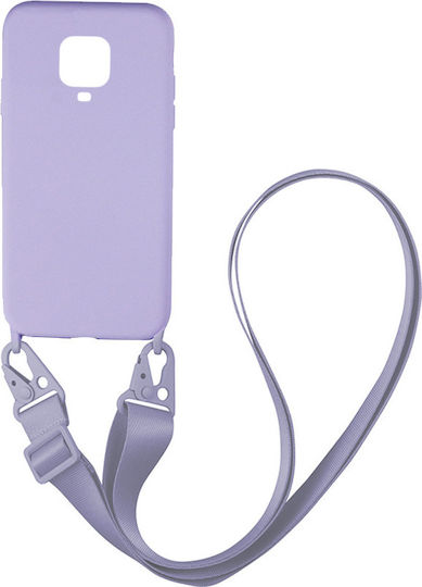 Sonique Carryhang Liquid Strap Back Cover Σιλικόνης 0.5mm με Λουράκι Λιλά (Redmi Note 9S / 9 Pro / 9 Pro Max)