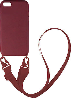 Sonique Carryhang Liquid Strap Coperta din spate Silicon 0.5mm cu Brățară Burgundy (iPhone 8/7 Plus)