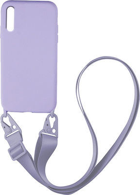 Sonique Carryhang Liquid Strap Back Cover Silicone 0.5mm with Strap Lilac (Galaxy A70)