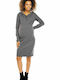 PeeKaBoo Hooded Winter Cotton Long Sleeve Maternity Midi Dress 1580 Gray