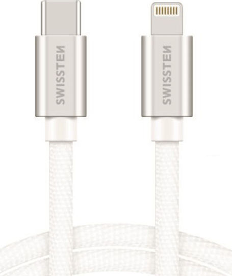 Swissten Geflochten USB-C zu Lightning Kabel Silber 1.2m (71525203)