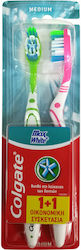 Colgate 360 Max White Toothbrush Medium Green / Pink 2pcs