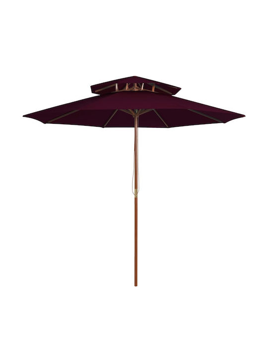 Umbrelă Rotundă Din Lemn Burgundy Φ2.7m
