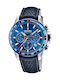 Festina Watch Chronograph Battery with Blue Leather Strap