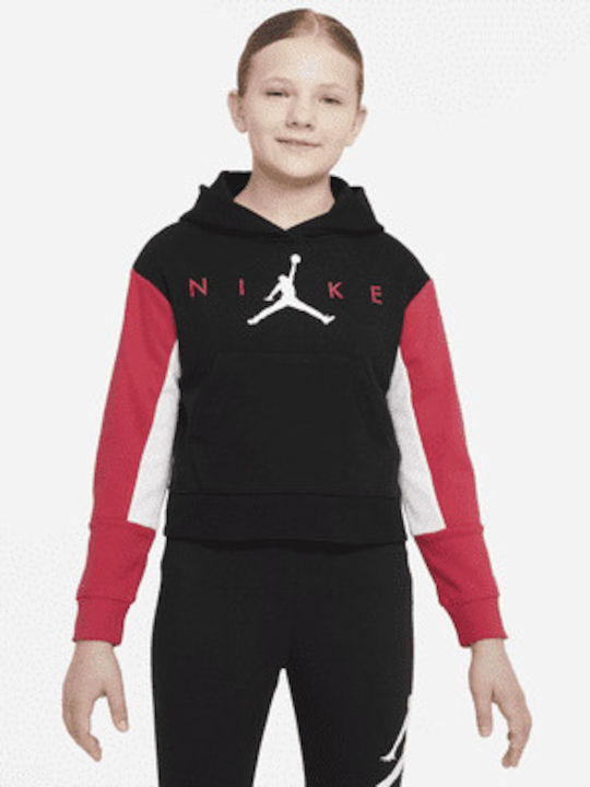 Fleece Kids Sweatshirt with Hood and Pockets Black Jumpman