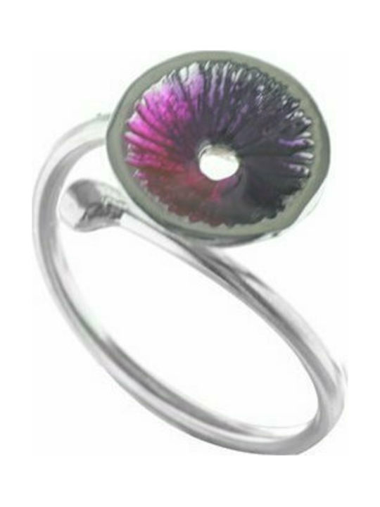 Paraxenies Women's Silver Ring with Enamel