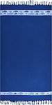 Aquablue Aquablue Strandtuch Pareo Blau mit Fransen 160x90cm.