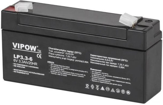 Vipow LP6-3.3 UPS Battery with Capacity 3.3Ah and Voltage 6V 1pcs