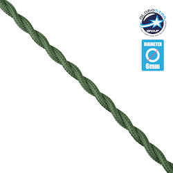 GloboStar Υφασμάτινο Καλώδιο 2x0.75mm² σε Πράσινο Χρώμα 1m 77622
