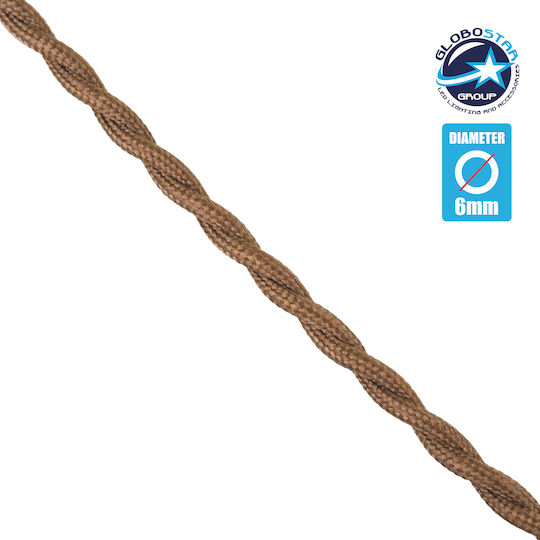 GloboStar Fabric Cable 2x0.75mm² in Brown Color 1m 77625