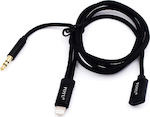 FOYU Braided 3.5mm to Lightning Cable Μαύρο 1m (03002HUY50BK)