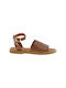 Zizel Leather Women's Sandals with Ankle Strap Tabac Brown