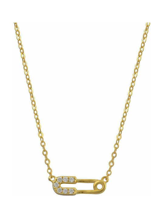 Mertzios.gr Necklace from Gold Plated Silver with Zircon