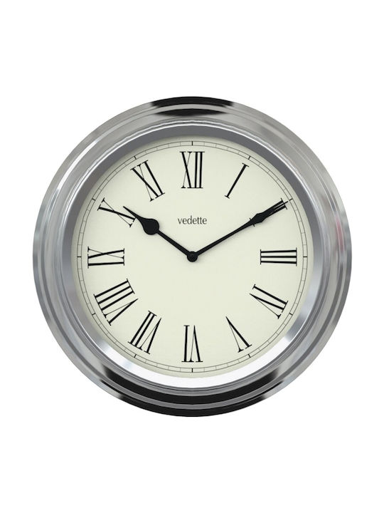 Vedette Silent Wall Clock Metallic Silver Ø30cm