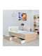 Plus Pat Single Din Lemn Sonoma Alb Potrivit Pentru Saltea 90x190cm