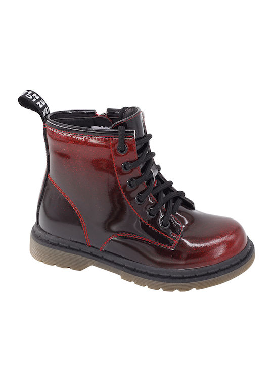 Oscal Leather Kids Boots with Zipper Burgundy