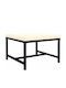 Metallischer Gartenhocker mit Kissen Schwarz / Creme Weiß 60x60x32cm