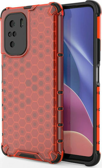 Hurtel Honeycomb Umschlag Rückseite Kunststoff Rot (Poco F3 / Mi 11i)