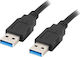 Lanberg USB 3.0 Кабел USB-A мъжки - USB-A мъжки Черен 1м CA-USBA-30CU-0010-BK