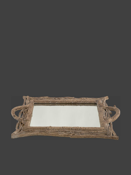 La Vista Wedding Tray Made of Brown Wood with Mirror