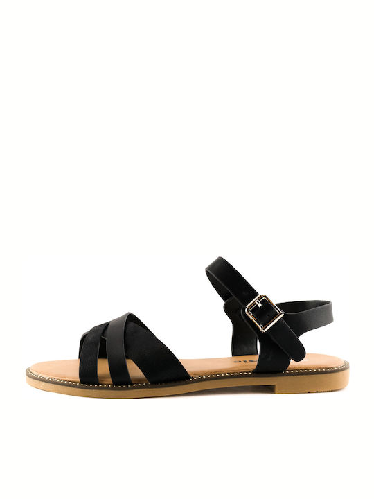 Love4shoes Women's Sandals with Ankle Strap Black