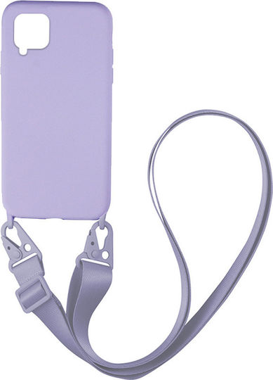 Sonique Carryhang Liquid Strap Umschlag Rückseite Silikon 0.5mm mit Band Flieder (Galaxy A12)