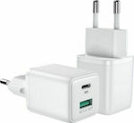 Joyroom Charger Without Cable with USB-A Port and USB-C Port 30W Power Delivery / Quick Charge 3.0 Whites (L-QP303)