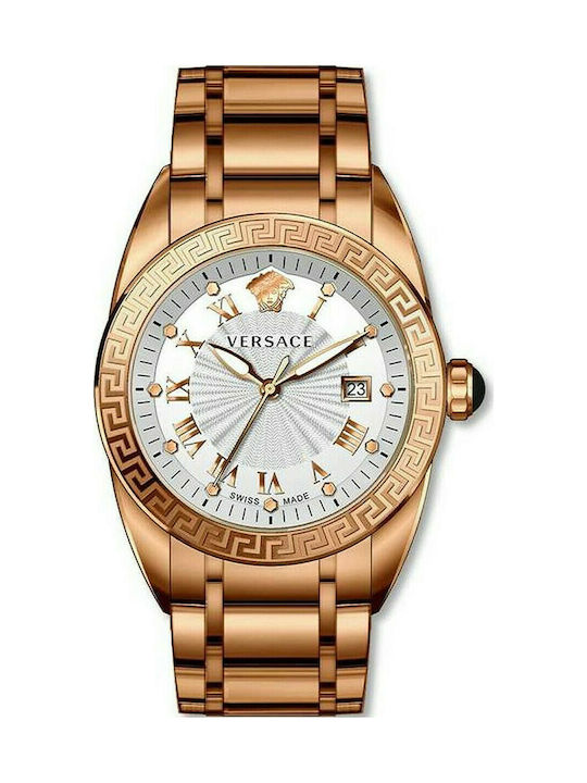 Versace Watch Chronograph Battery with Pink Gold Metal Bracelet