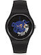 Swatch Time To Blue Big Ανδρικό Ρολόι 42mm Μπαταρίας με Μαύρο Καουτσούκ Λουράκι