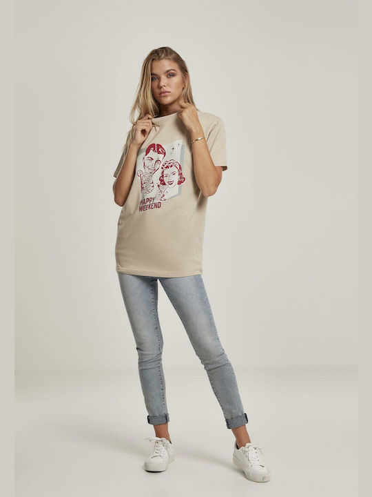 MT1134 Tricou Oversized Bej Damă