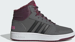 Adidas Αθλητικά Παιδικά Παπούτσια Μπάσκετ Hoops 2 Grey Five / Core Black / Screaming Pink