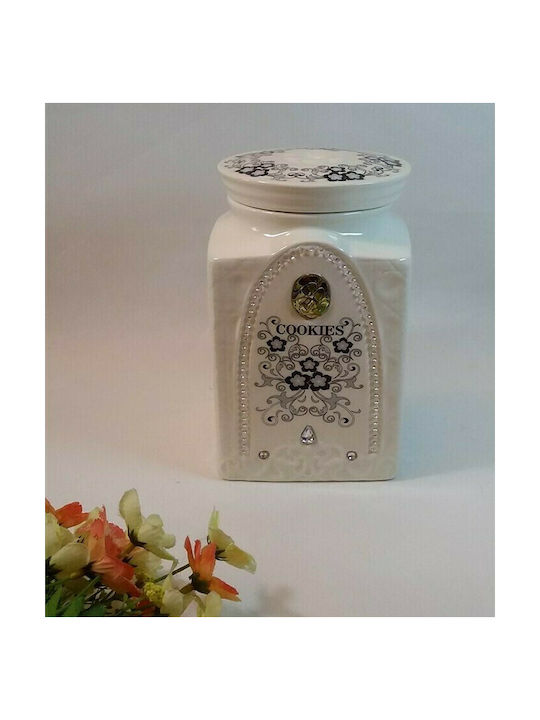 Καρβούνης Ceramic Cookie Jar White