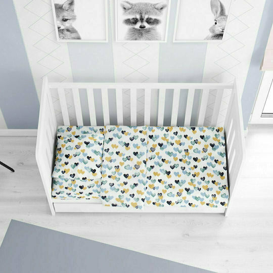 Dimcol Baby Duvet Cover Hearts 11 Grey-Green 120x160cm