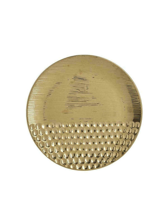 Inart Dekorative Platte Rund Keramik Golden 1Stück 28x28cm