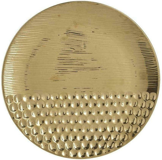 Inart Round Ceramic Decorative Platter Golden 28x28cm