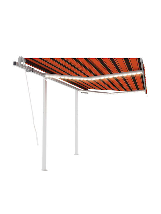 vidaXL Terrace Wall Tent with LED Light and Wind Sensor Πορτοκαλί / Καφέ 3.5x2.5cm