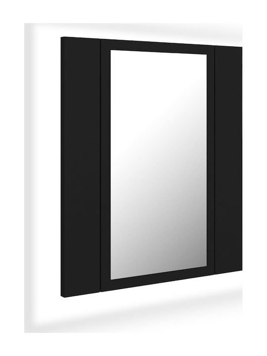 vidaXL Ορθογώνιος Καθρέπτης Μπάνιου Led από Μοριοσανίδα με Ντουλάπι 40x45cm Μαύρος