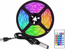 Водоустойчива LED Лента Захранване USB (5V) RGB Дължина 5m Комплект с Дистанционно и Захранване SMD5050