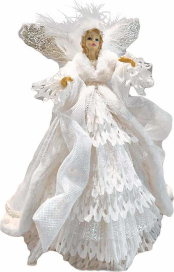JK Home Decoration Χριστουγεννιάτικη Κεραμική Φιγούρα Αγγελάκι Λευκό Ύψους 30εκ.