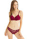 Cansoy Lace Underwear Set with Bra & Brazil Burgundy 124