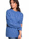 BE Knit Women's Long Sleeve Sweater Blue