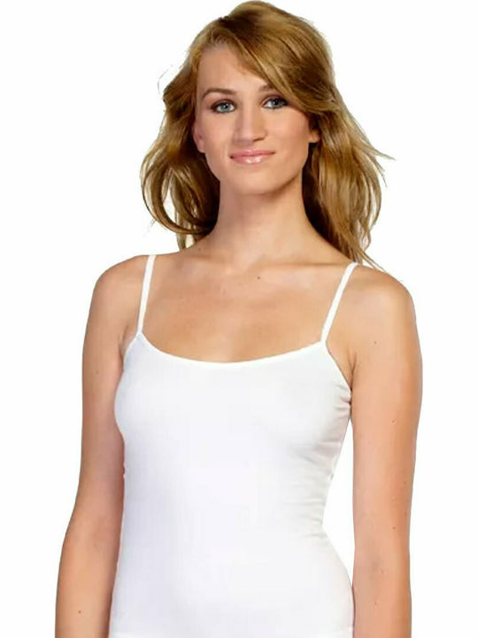 Onurel 248-01 Women's Cotton T-Shirt with Spaghetti Strap White